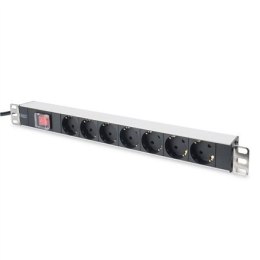 Digitus Aluminum outlet strip with switch 	DN-95402 Sockets quantity 7, 7x safety outlets 250VAC 50/60Hz / 16A / 4000W, 1U Alum