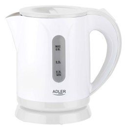 Adler Kettle AD 1371w Electric, 850 W, 0.8 L, Stainless steel/Polypropylene, 360° rotational base, White