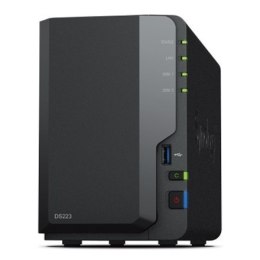 Synology DS223 Up to 2 HDD/SSD Hot-Swap, RTD1619B, Processor frequency 1.7 GHz, 2 GB, DDR4, RAID Basic, JBOD, RAID 0, RAID 1, 1