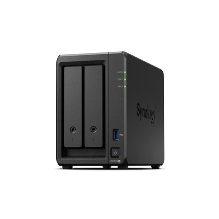 Synology DS723+ 2-bay/AMD Ryzen R1600/2-core 2.6 (base)/3.1 (turbo) GHz/2GB DDR4/2 x 3.5"xHot swap/2x1GbE/1xUSB3.2/eSATA/RAID 0,