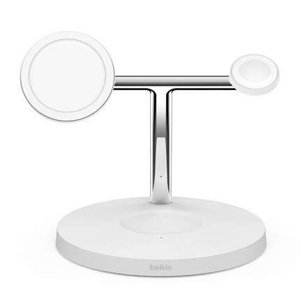 Belkin Pro MagSafe 3in1 Wireless Charging Stand + AC Power Adapter BOOST CHARGE White, 15 W