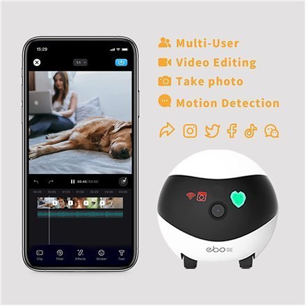 Smart EBO SE Family Robot IP Camera 16GB external memory, support 256GB at maximum, White Smart EBO SE Family Robot IP Camera 16GB external memory, support 256GB at maximum, White