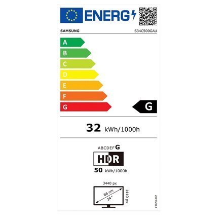 Samsung Monitor LS34C500GAUXEN 34 ", VA, 3440x1440, 21:9, 5 ms, 300 cd/m², Black, HDMI ports quantity 2