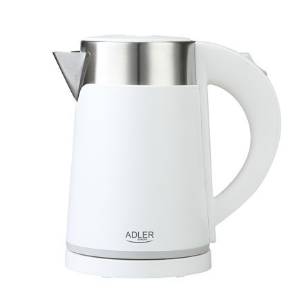 Adler Kettle AD 1372 Electric, 800 W, 0.6 L, Plastic/Stainless steel, 360° rotational base, White