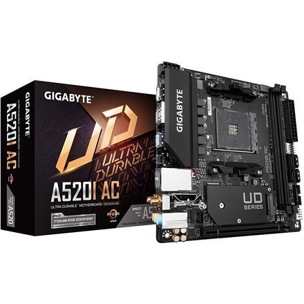 Gigabyte A520I AC Processor family AMD, Processor socket AM4, DDR4 DIMM, Memory slots 2, Number of SATA connectors 4 x SATA 6Gb/