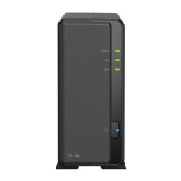 Synology Tower NAS DS124 up to 1 HDD/SSD, Realtek, RTD1619B, Processor frequency 1.7 GHz, 1 GB, DDR4, 1x1GbE, 2xUSB 2.0