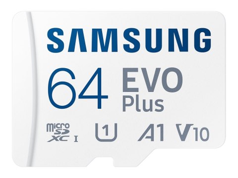 Samsung | Karta microSD | EVO Plus | 64 GB | Karta pamięci microSDXC | Pamięć flash klasy U1, V10, A1