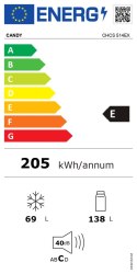 Candy | Refrigerator | CHCS 514EX | Energy efficiency class E | Free standing | Combi | Height 151 cm | Fridge net capacity 138 