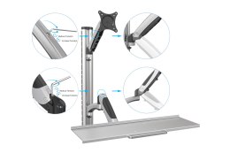 Digitus | Uchwyt ścienny | Stacja robocza | Regulowana wysokość, pochylenie, obrót | 27 