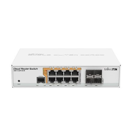 MikroTik Cloud Router Switch CRS112-8P-4S-IN SFP ports quantity 4, Dual Power Suply: 28V 3.4V included. (Optional additional pow