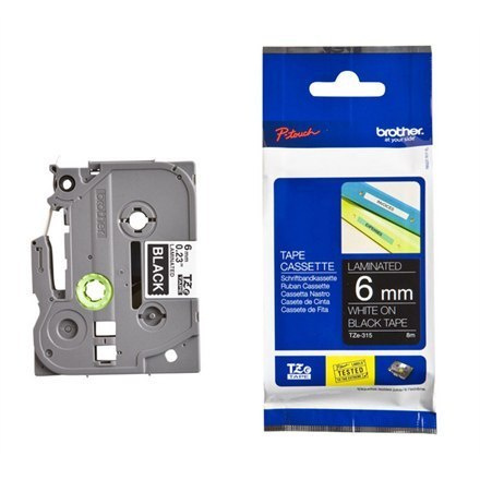 Brother TZe-315 Laminated tape White on Black, TZe, 0.6 cm, 8 m Brother TZe-315 Laminated tape White on Black, TZe, 0.6 cm, 8 m