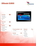 ADATA Ultimate SU800 256 GB, SSD form factor 2.5", SSD interface Serial ATA III, Read speed 560 MB/s, Write speed 520 MB/s